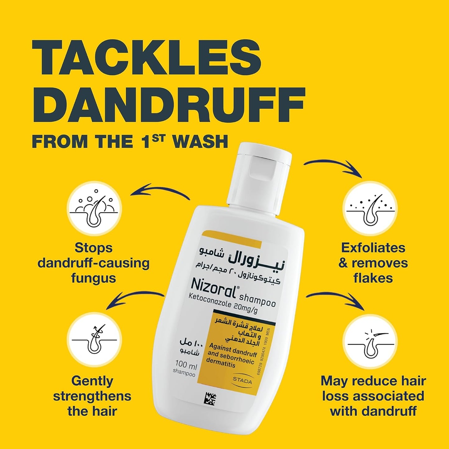 Nizoral® 2% Anti-Dandruff Shampoo, 100ml, Medical Treatment with Ketoconazole, Clinically Proven to Treat Dandruff, Flakes & Itching